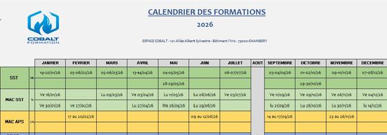 PLANNING ANNUEL POUR 2025 DES FORMATIONS EN NOS LO...